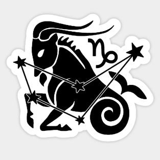 Capricorn - Zodiac Astrology Symbol with Constellation and Sea Goat Design (Black on White, Symbol Only Variant) Sticker